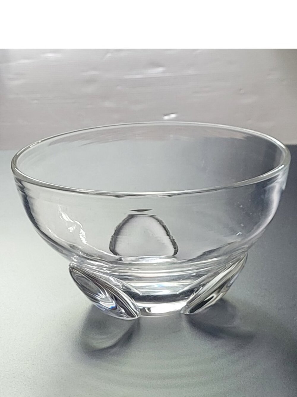 Steuben ~7"x4.5" Tall Crystal Bowl Tri-Footed 3 Flower Petal Foot Dish MCM EUC